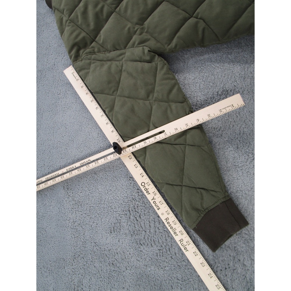 Abercrombie Fitch Mens Quilted Bomber Jacket Olive Green XS Full Zip Snap Front - Picture 9 of 11